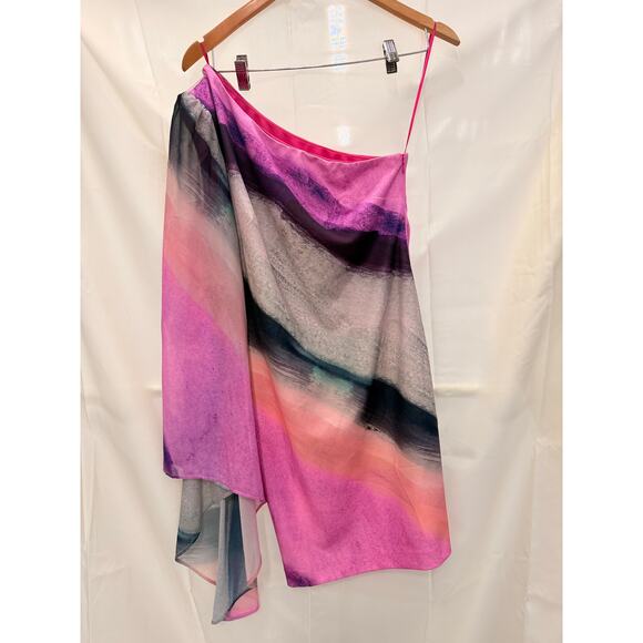 ONE33 Social Women's Pink One-Shoulder Cape Sleeve Mini Dress Formal Party - Picture 2 of 5